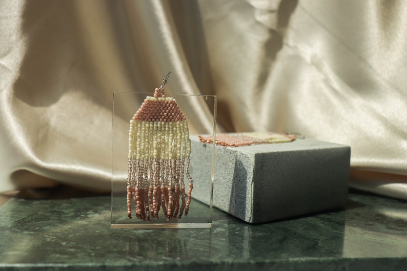 Martha Handwoven Beaded Jewelry / Seed beads / Statement Earrings image 4