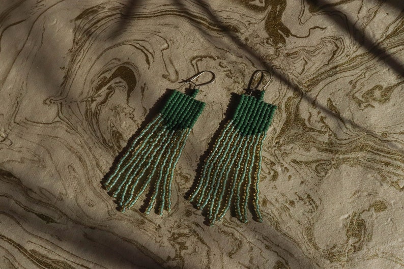 Margarita Handwoven Beaded Jewelry / Seed beads / Statement Earrings image 2