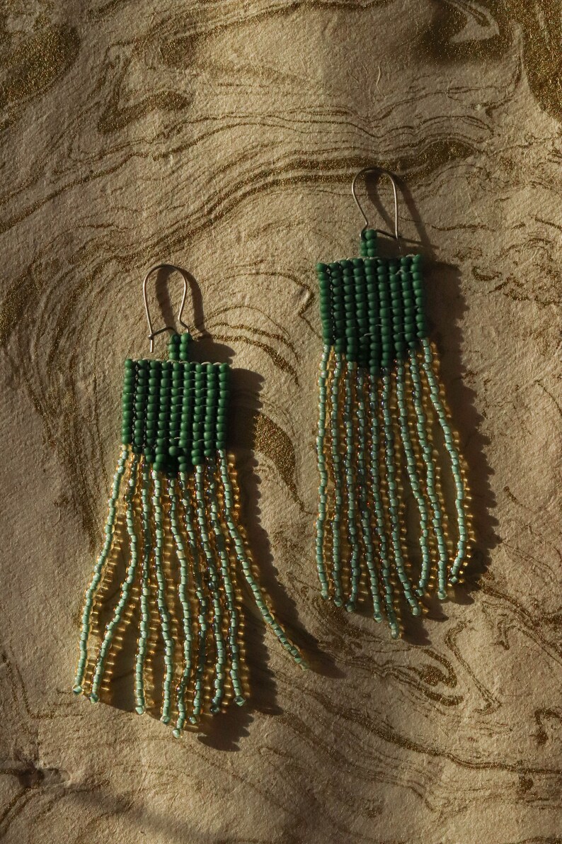 Margarita Handwoven Beaded Jewelry / Seed beads / Statement Earrings image 3