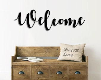 Rustic Metal Welcome Sign - Farmhouse Decor - Housewarming Gift - Metal Wall Art - Word Art