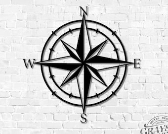 Metal Compass Rose | metal wall art | Unique Compass Design | Rustic Farmhouse Decor | metal wall decor | Nautical decor | Beach House Decor