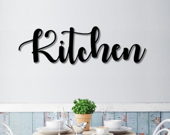 Kitchen Script Metal Word Sign | Rustic Metal Kitchen Sign | Farmhouse Decor | Housewarming Gift | Metal Wall Art |Word Art
