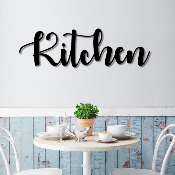 Kitchen Script Metal Word Sign | Rustic Metal Kitchen Sign | Farmhouse Decor | Housewarming Gift | Metal Wall Art |Word Art