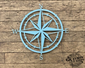 Sea Foam Compass Rose | metal wall art | Unique Compass Design | Rustic Farmhouse Decor | Nautical decor | Beach House Decor | metal decor