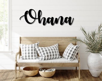 Ohana Script Metal Word Sign | Rustic Metal Ohana  Sign | Farmhouse Decor | Housewarming Gift | Metal Wall Art | Word Art