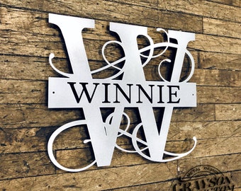 Personalized Monogram Regal Monogram Family Name Sign - Rustic Farmhouse Decor - Wedding, Anniversary, or Housewarming Gift - Metal Wall Art