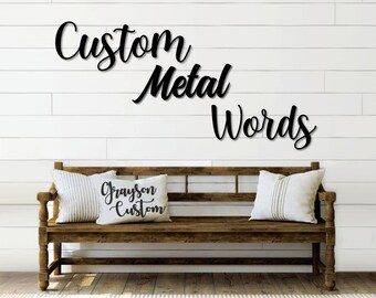 Custom Metal Word Art | Custom Metal Name Script Sign | Single Line Personalized Metal Sign | Farmhouse Decor | Metal Wall Art |Word Art