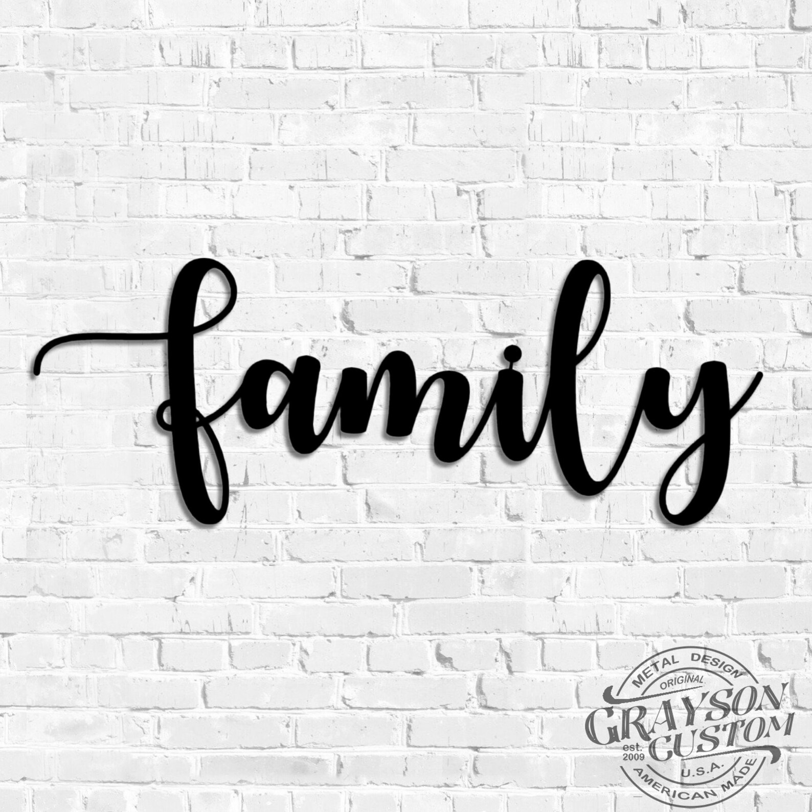 Family Script Word Sign Rustic Metal Family Sign | Etsy