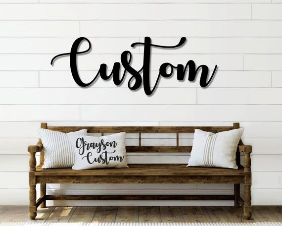 Custom Name Script Metal Sign | Single Line Personalized Metal Sign | Farmhouse Decor | Custom Word Art | Metal Wall Art |Word Art
