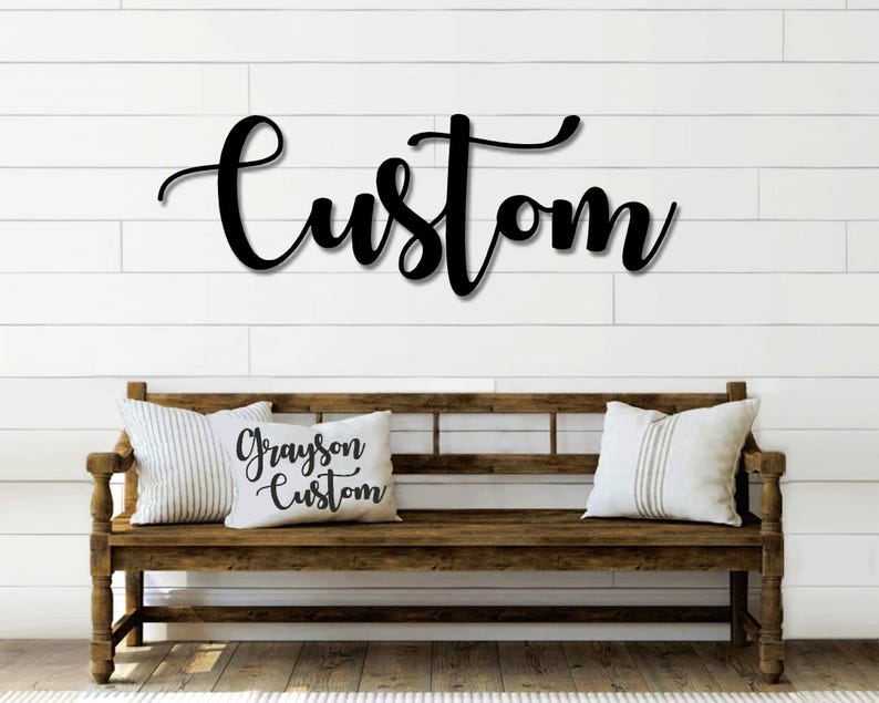 Custom Name Script Metal Sign | Single Line Personalized Metal Sign | Farmhouse Decor | Custom Word Art | Metal Wall Art |Word Art image 1