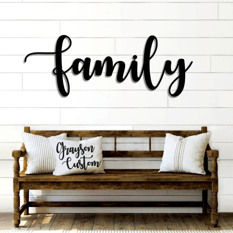 Family Script Word Sign Rustic Metal Family Sign Etsy Canada