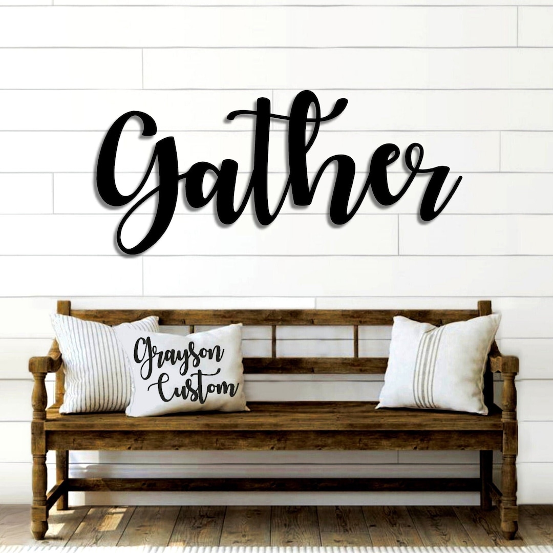 Rustic Gather Word Sign Farmhouse Metal Wall Art for Housewarming ...