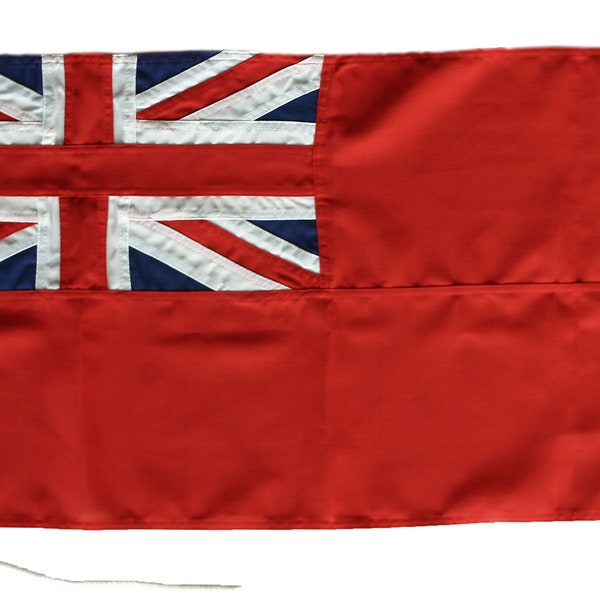 Red ensign flag traditionally sewn MoD approved woven polyester fabric marine grade 3/4 yard 70x35cm 27"x13" size rope & toggled
