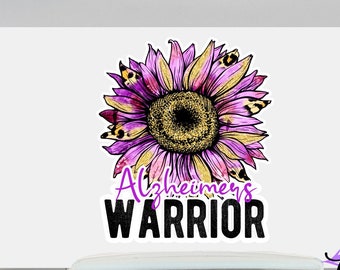Alzheimer's awareness sunflower decal, tumbler sticker, awareness ribbon sticker, I will remember for you car sticker