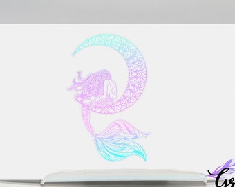 Pastel Mermaid decal car, Mermaid Sticker for water bottle,  Mermaid wall decal
