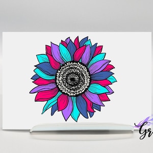 Multicolored Sunflower car decal, waterproof tumbler decal, stationary stickers for planners and notebooks, colorful sticker for cars