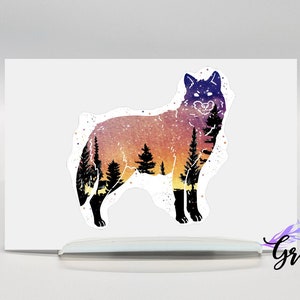 Wolf Sticker, Galaxy wolf vinyl car decal, Wolf Silhouette sticker for car, wolf lover gift, waterproof sticker for waterbottles and tumbler
