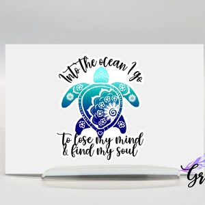 Leatherback turtle tumbler decal, blue gradient Sea Turtle car decal, turtle gift for her, sea turtle sticker, Hawaiian turtle car sticker