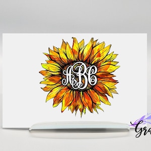 Monogram Sunflower Decal, Personalized Sunflower decal, Sunflower car decal, sunflower vinyl decal sticker, personalized gift for mom