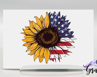 Patriotic sunflower vinyl decal sticker, american flag sunflower, usa sunflower, sunflower sticker, patriotic stickers