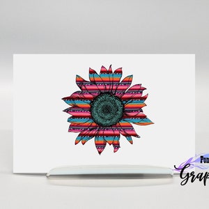 Pink Western Sunflower with leopard for car decal, Aztec theme vinyl decal sticker, waterproof sticker for waterbottle, sunflower car decal