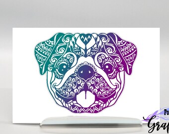 Pug Sticker, dog mom decal for car, dog mom gift from dog, dog lover gift for women