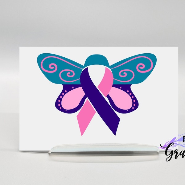 Thyroid cancer butterfly decal, Cute sticker for cars and laptops, awareness ribbon sticker for cars and tumblers