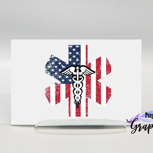 Distressed EMT Flag sticker, EMS Decal, Star of Life Decal, First Responder gift, Paramedic gift, Waterproof sticker for water bottle