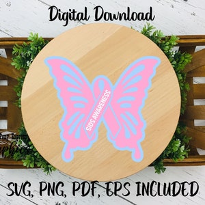Sensibilisation au SMSN SVG, Clipart de perte de nourrisson, Fichier de coupe de sensibilisation, fausse couche svg, maman de la conception des anges, perte de grossesse papillon svg