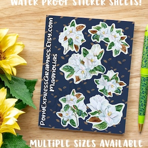 Magnolia Sticker, Spring sticker for planner, journal sticker sheet, flower stickers for laptops, bujo sticker sheet, scrapbook stickers