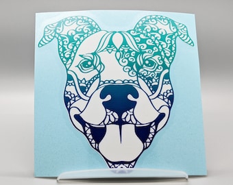 Pitbull car decal, pitbull Sticker, Dog Mom decal, Paw Print vinyl decal, pitbull mandala.