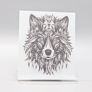 Wolf Car Decal, Wolf gift for men, tribal wolf decal, wolf sticker, gift for wolf lover, wolf helmet decal, wolf bike stickers