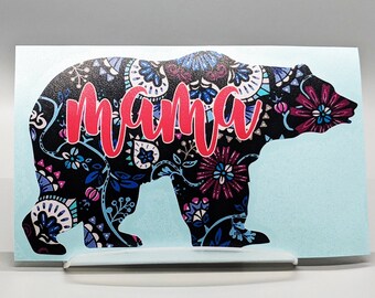 Mama bear car decal, Mother's day gift from kids, Floral Mama Bear decal