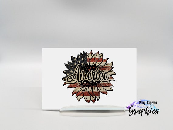 Sunflower Car Decal, Patriotic Sticker, Vintage distressed American flag sunflower car sticker decal, Waterproof sunflower stickers