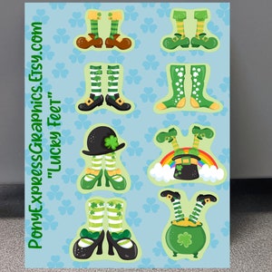 Leprechaun Sticker, Saint Patrick&#39;s day stickers, St Patty&#39;s Day stickers, Sock Stickers, Pot of Gold Stickers
