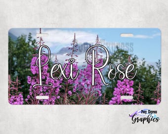 Personalized Fireweed car tag, outdoor plate, vanity plate, custom license plate, Alaskan Flower license plate, car accessory for women