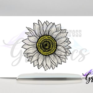 White and yellow sunflower car decal, sunflower vinyl decal sticker, sunflower sticker, Tumbler stickers