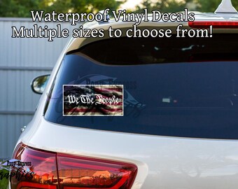 USA We The People flag decal, American flag wall decal, one nation under god sticker, patriotic gift for husband