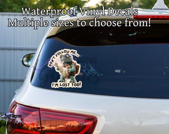 Don't follow me I'm lost too sticker, Funny Bumper sticker, funny car decal, vinyl car decal, Cute turtle sticker for cars and trucks