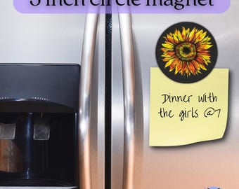 Sunflower Circle Magnet, 5 inch industrial grade magnet for cars, Sunflower accessories for women