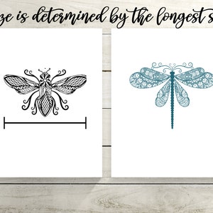 Pu&ograve; includere: Due illustrazioni di insetti in bianco e nero. La prima &egrave; un'ape con dettagli intricati. La seconda &egrave; una libellula di colore blu-verde. La dimensione &egrave; determinata dal lato pi&ugrave; lungo.