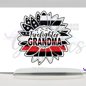 Firefighter Grandma sticker, Red Line flag decal, Firefighter grandmother gift, Thin Red Line Sticker, first responder gift