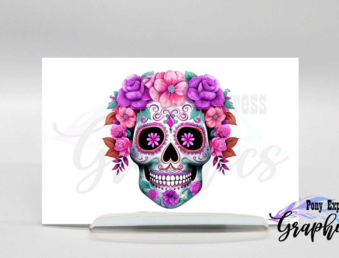 Vibrant Purple Sugar Skull Car Decal, Colorful Large Hood Decal, Day of