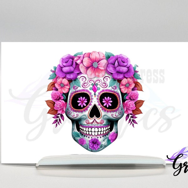 Vibrant purple sugar skull car decal, colorful large hood decal, day of the dead vinyl sticker, dia de los muertos decor, hispanic heritage