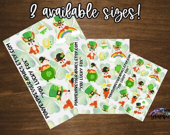 Fox Sticker sheet, Saint Patrick's day stickers, St Patty's Day stickers, Lucky fox decals, Pot of Gold Stickers, scrapbook stickers