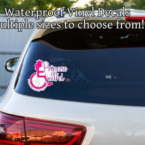 Princess on board car decal, handicapped sticker, Cute sticker for little girls, special needs decal, vehicle decals for emergency awareness