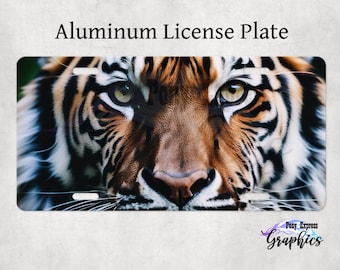 Tiger License Plate, car tag, outdoor plate for cars, vanity plate, custom front license plate, black and white art