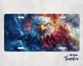 Patriotic Bald Eagle car tag, outdoor plate for cars, vanity plate, custom patriotic license plate, United States of America truck decor