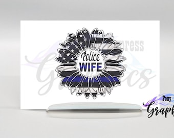 Blue Line decal, Police Wife Sticker, Sunflower vinyl decal sticker, Police Lives Matter Sticker, Thin Blue Line Decal, first responder gift