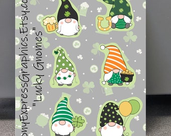 Gnome Stickers, Saint Patrick's day gnome stickers, St Patty's Day stickers